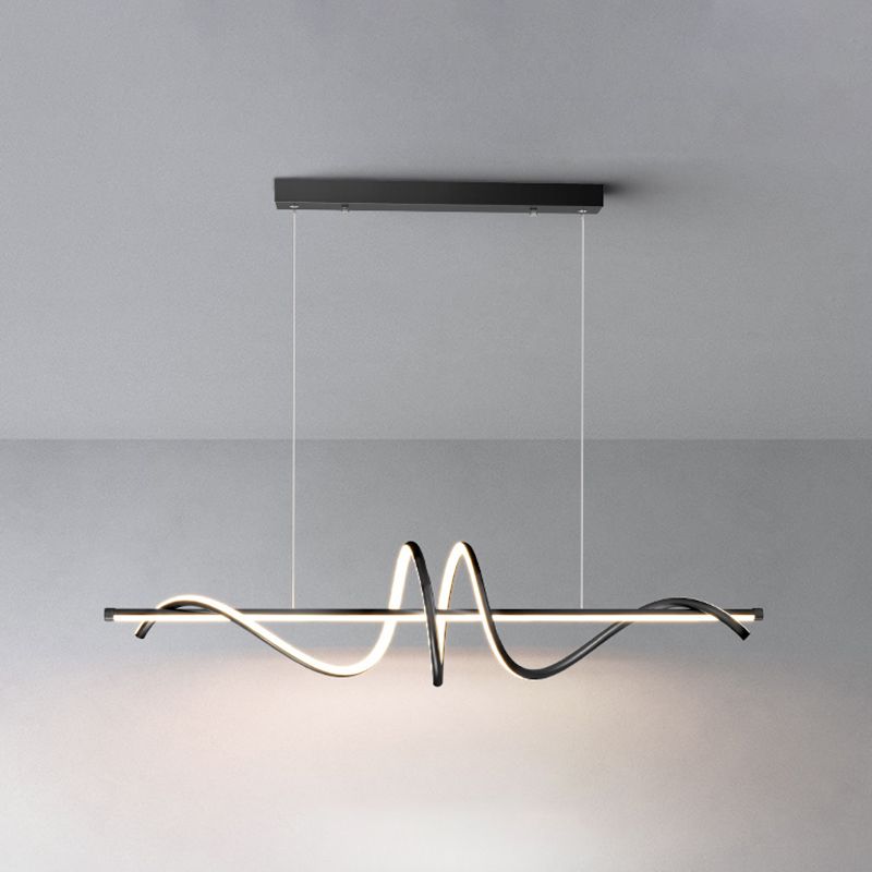 2-Light Modern Style Golden/Black LED Statement Linear Kitchen Island Light