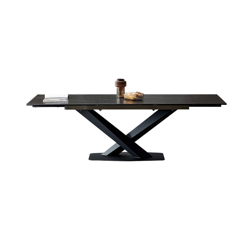 Designer Rectangle 1/4/5/6 Pieces Dinette Set Black Stone and Metal Dining Table Set