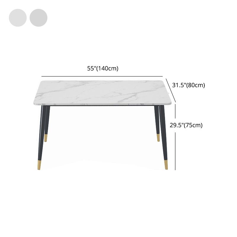 1/4/5 Pieces White Stone Dining Set Modern Solid Back Chair Rectangle Dining Furniture