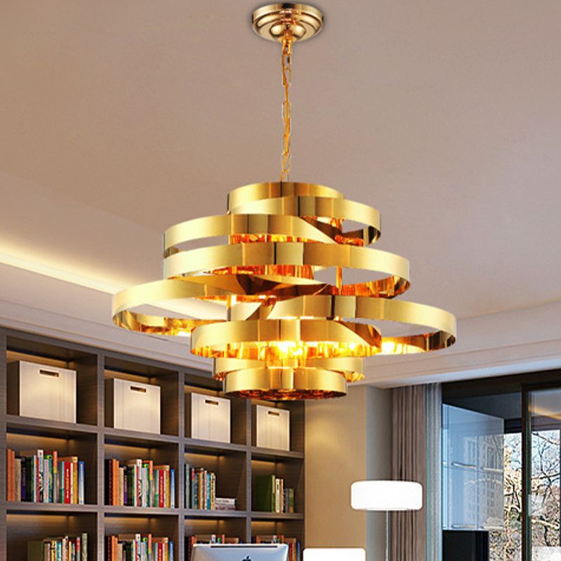 Circle soggiorno soffitto lampadario metallo coloniale 6/8 teste a sospensione oro luce