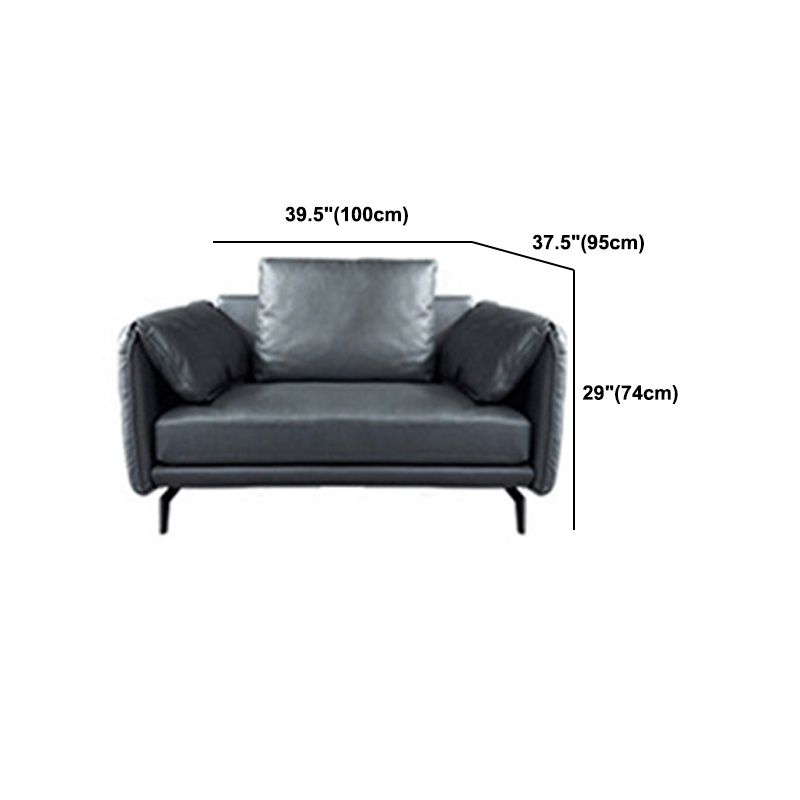 Contemporary Dark Grey Sofa with Bolster Pillows for Living Room
