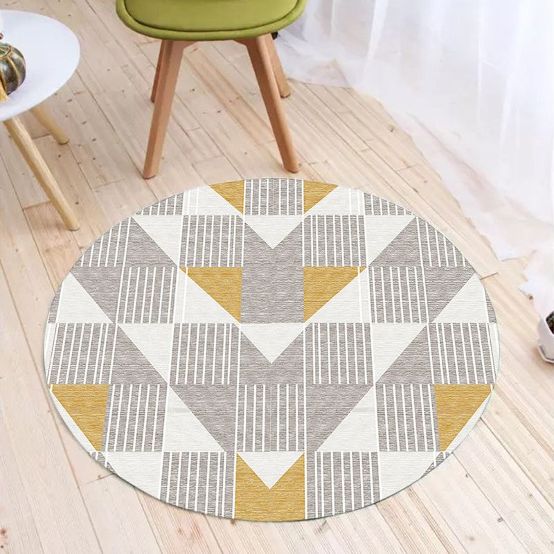 Tapis rond moderne tapis géométrique de tapis lavable de tapis en polyester non glissant pour le salon
