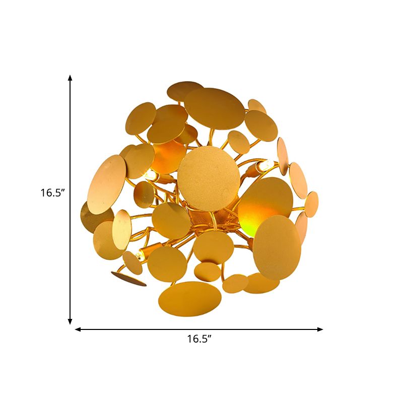 Iluminación de pared de acero circular estilo contemporáneo 4 bombillas Luz de montaje de pared de la sala de estar en oro