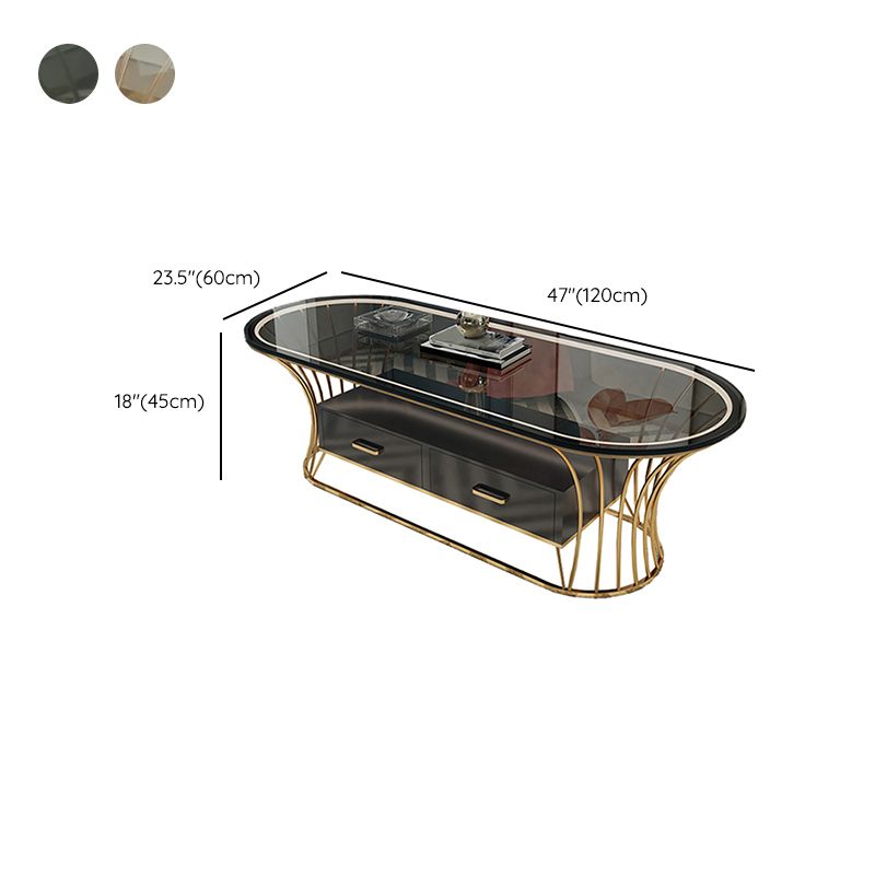 Glam Frame Single Coffee Table Oval Coffee Table with Drawer