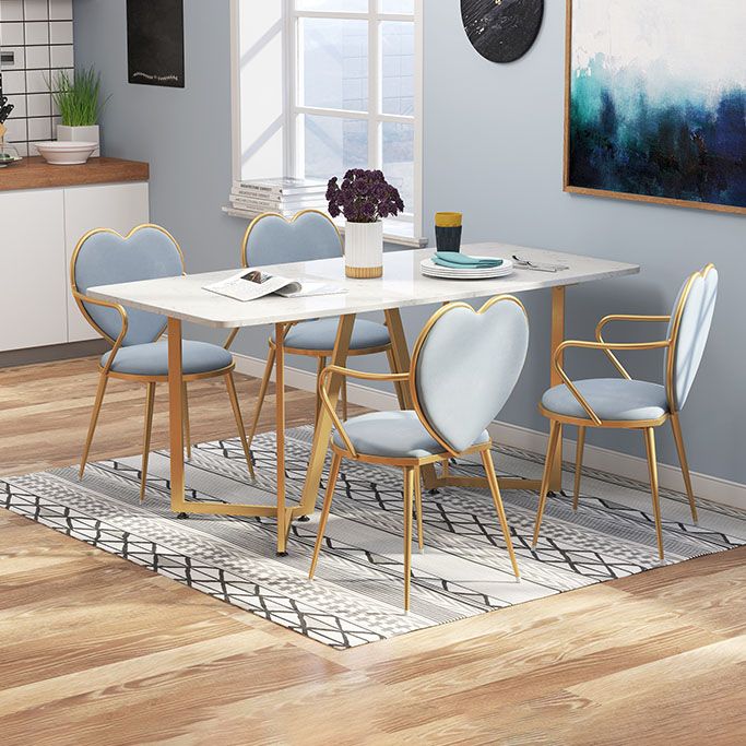 Scandinavian Style Velvet Dining Chairs for Home Arm Solid Back Dining Side Chair