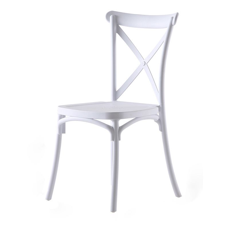 Chaise de salle à manger en plastique de style moderne, chaise latérale à dossier croisé de 17 pouces de large pour la cuisine
