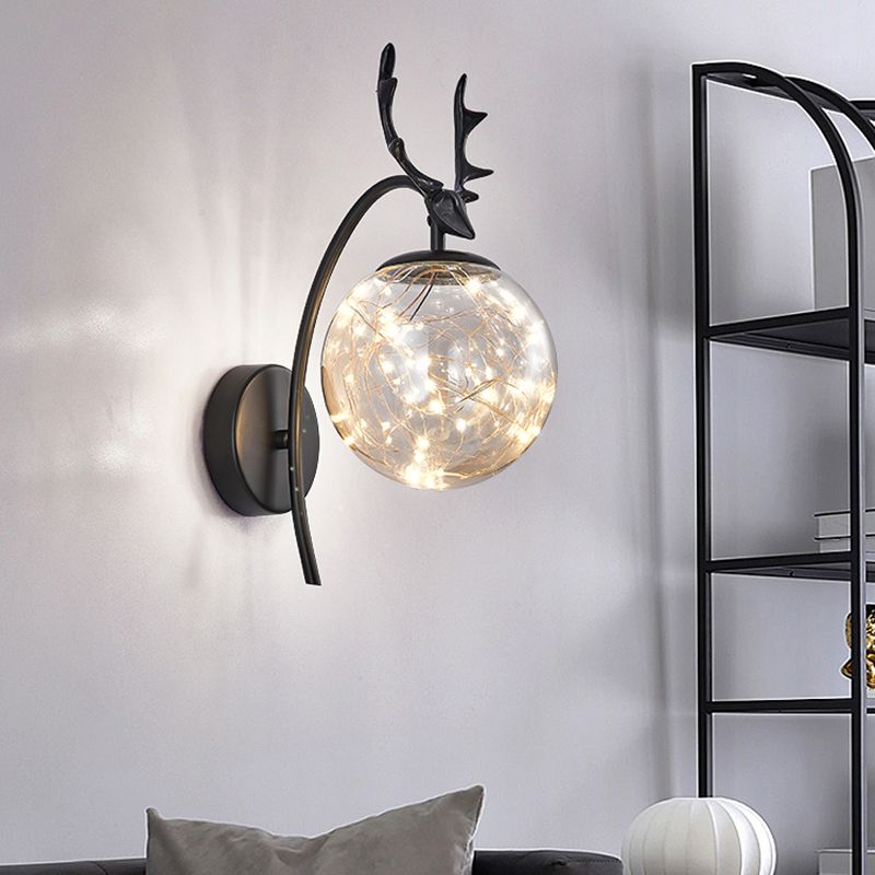 Globe Wall Sconce Gypsophila Style Glass Sconce Wall Light for Bedroom