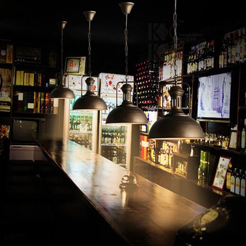 1 Light Dome Costil Pendiente de estilo industrial de metal Accesorios para el restaurante para restaurante