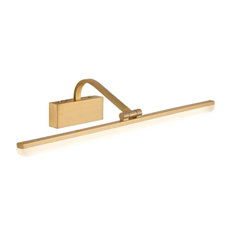 1 Light Linear Shade Wall Sconce Post-Modern Simple Style Mirror Wall Lighting in Brass