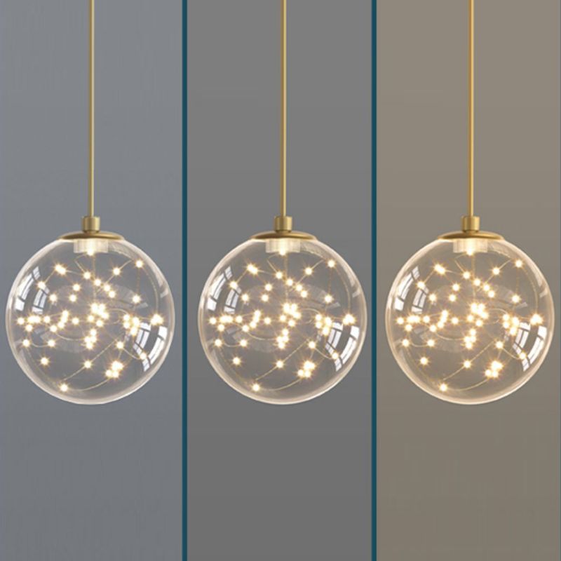 Ball Shape Glass Hanging Light Modern Style 2 lumières suspendues luminaire