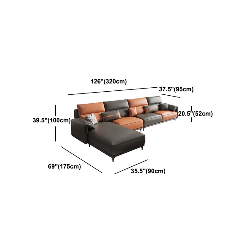 Pillow Arms Contemporary Sofa Faux Leather Living Room Solid Wood Sofa