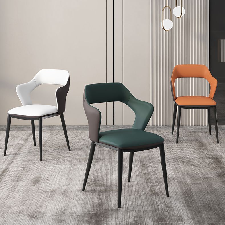 Modern Style Faux Leather Dining Side Chairs Open Back Dining Side Chair