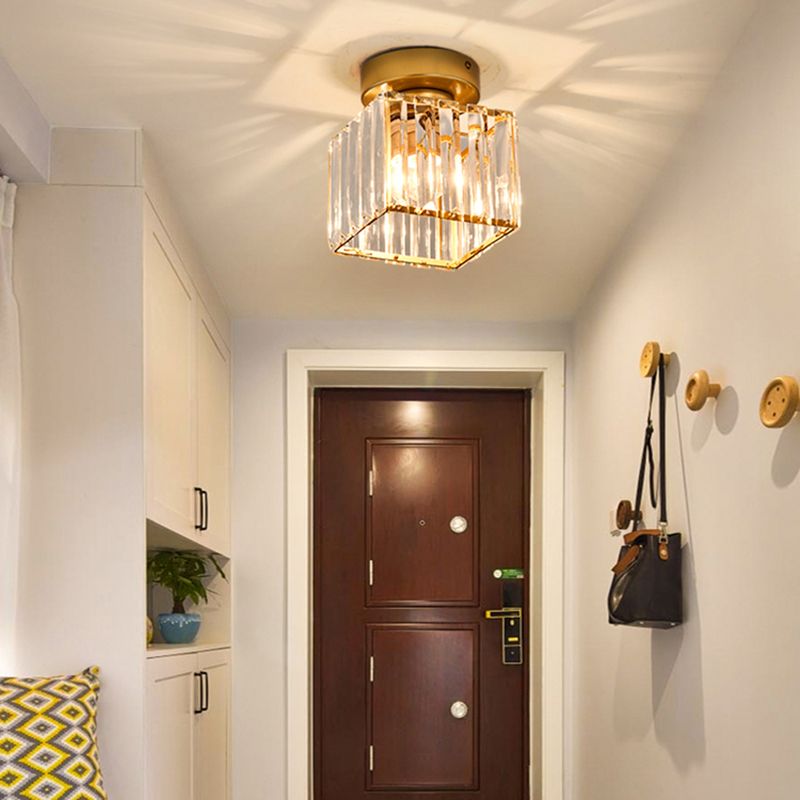 Modern Flush Light Fixtures Crystal Geometric 1 Light Flush Mount Lamp