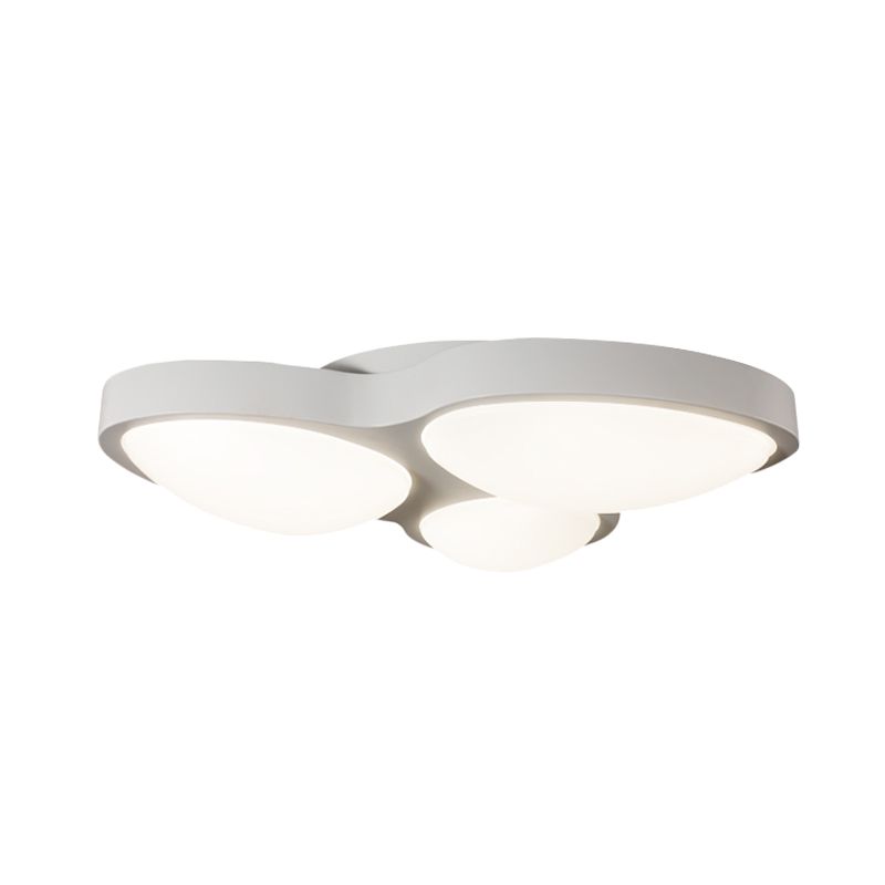 White Oval Ceiling Mounted Fixture Modernist 3 Lights Metallic LED Flushmount Lamp for Bedroom