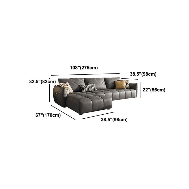 Square Arm Cloud Gray Cushion Back Contemporary Stain-Resistant Sofa