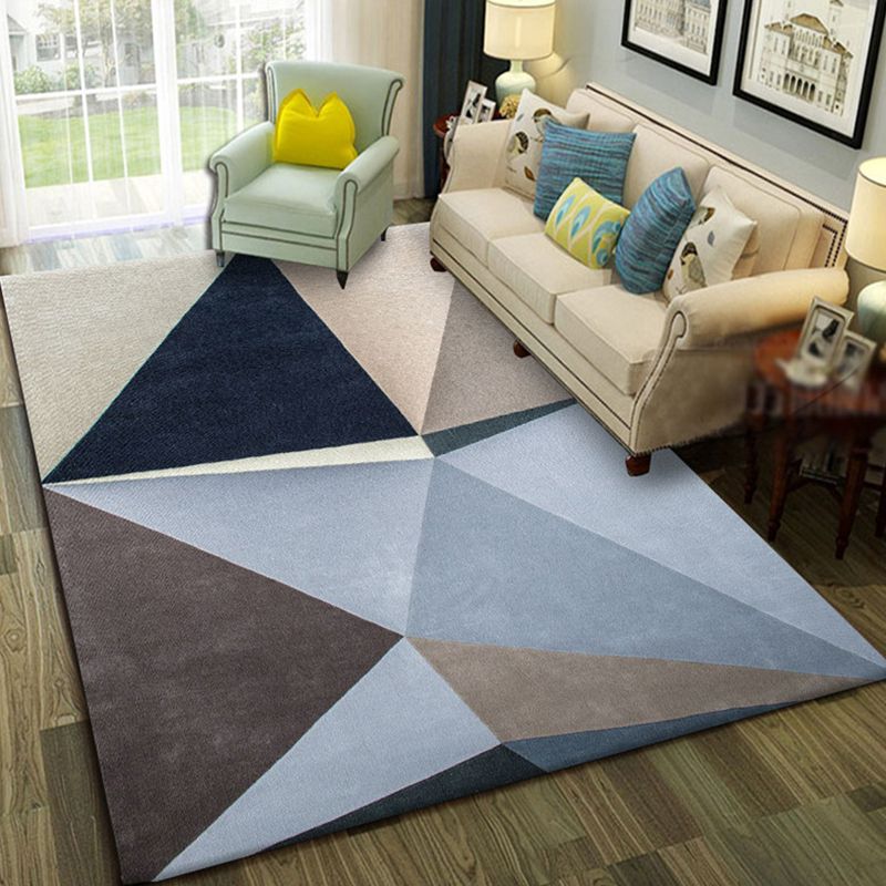 Modern Geo Pattern Rug Multi Colored Cotton Blend Area Carpet Non-Slip Pet Friendly Indoor Rug for Parlor