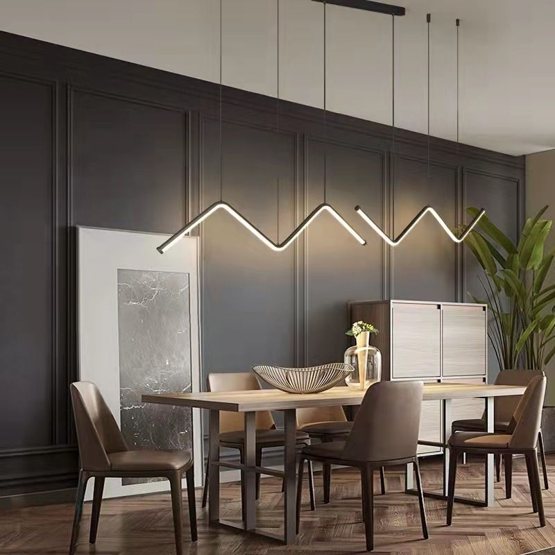 Linear Shape Chandelier Lighting Modern Style Metal 2 Lights Pendant Light in Gold/Black