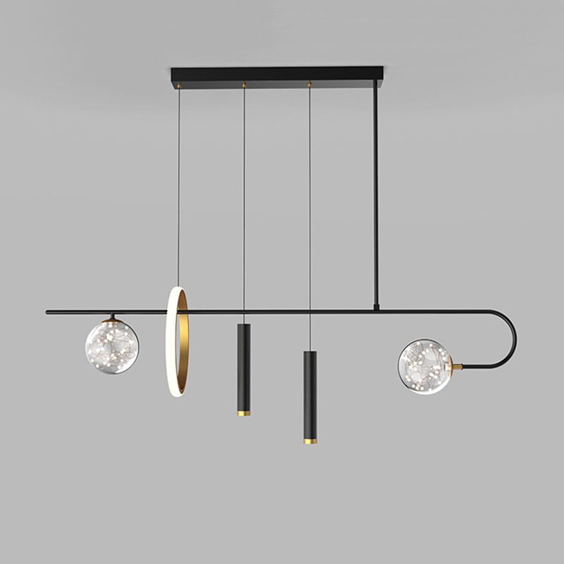 Modernism 5-Light Black Ceiling Light Metal Kitchen Island Lighting
