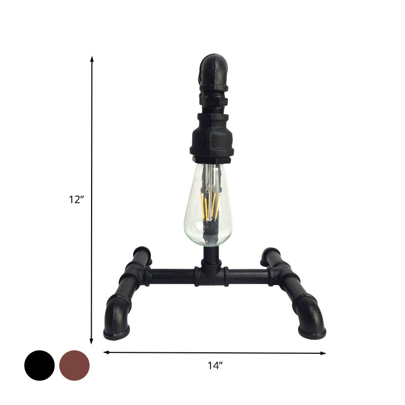 Kupfer/Schwarz 1 Leichte kleine Schreibtischlampe Vintage Eisen exponierte Glühbirnen-Stecker im Nachttischleuchten mit rohrähnlicher Basis