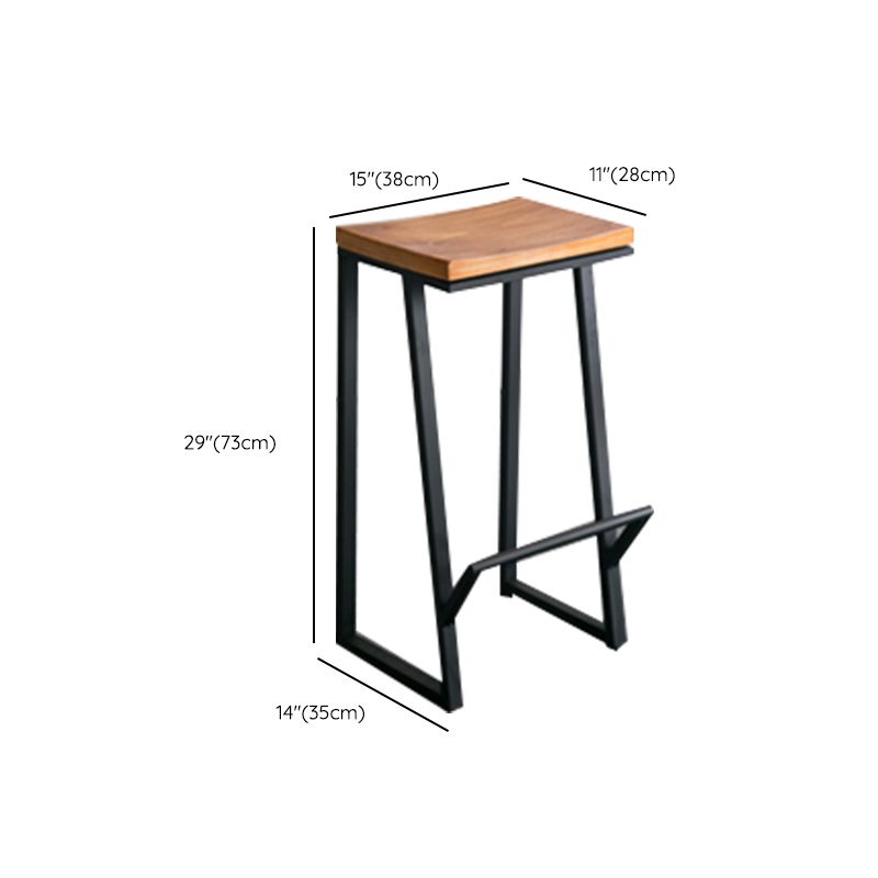 Contemporary Armless Bar Stools Solid Wood Barstool with Footrest