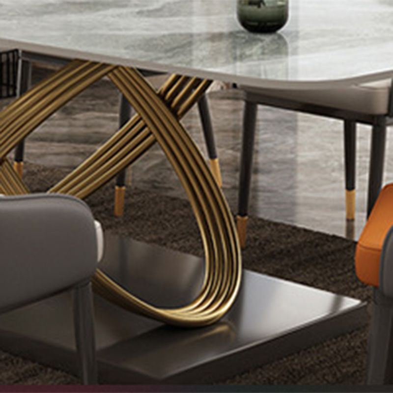 Glam Style Dinette Table Rectangle Stone Dining Room Table for Home