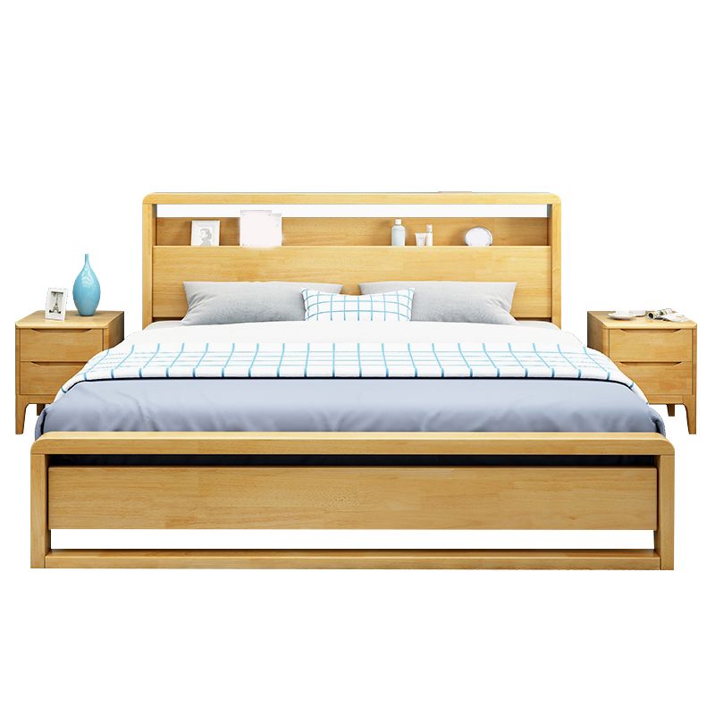 Contemporary Standard Bed with Shelves and Rectangle Headboard