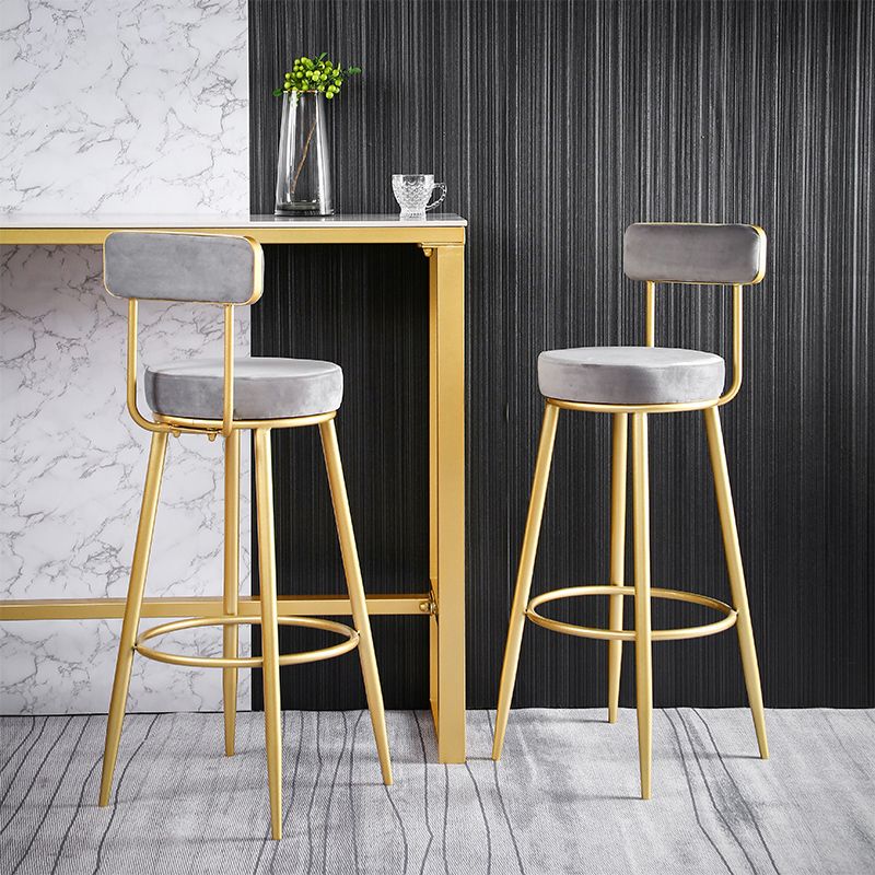 Scandinavian Round Low Back Barstools Upholstered Bar Stools