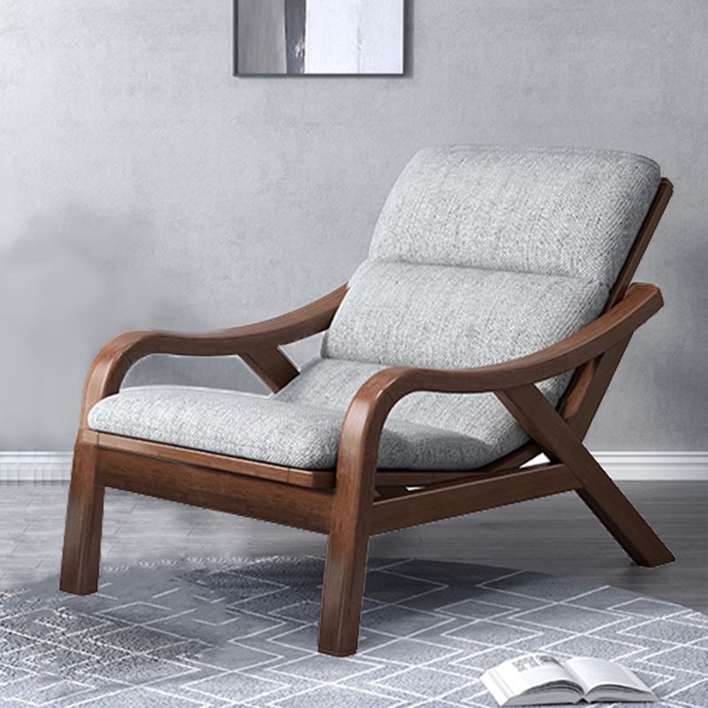 Sloped Arms Lounge Accent Chair with Solid Wood Frame and Arms Included