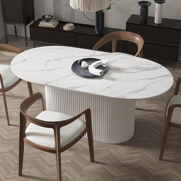 Oval Pedestal Base Dining Table Contemporary Dinette Table for Home