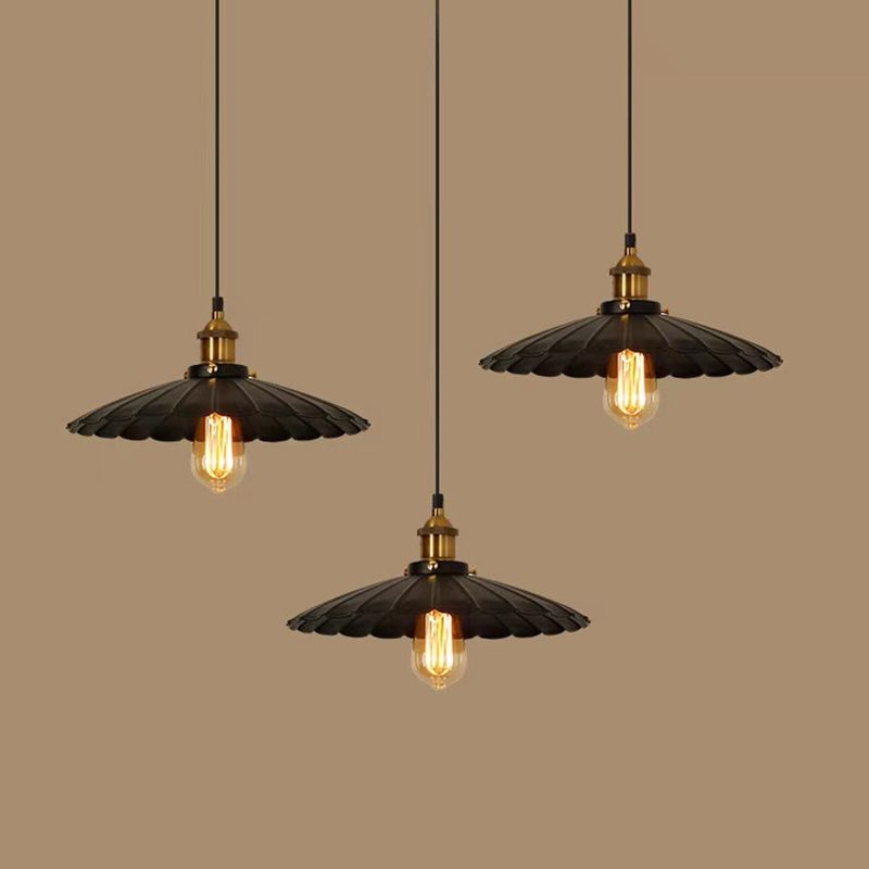 Classico industriale Classico a pendente singolo Light Ferro Smaloped Lampada sospesa in nero