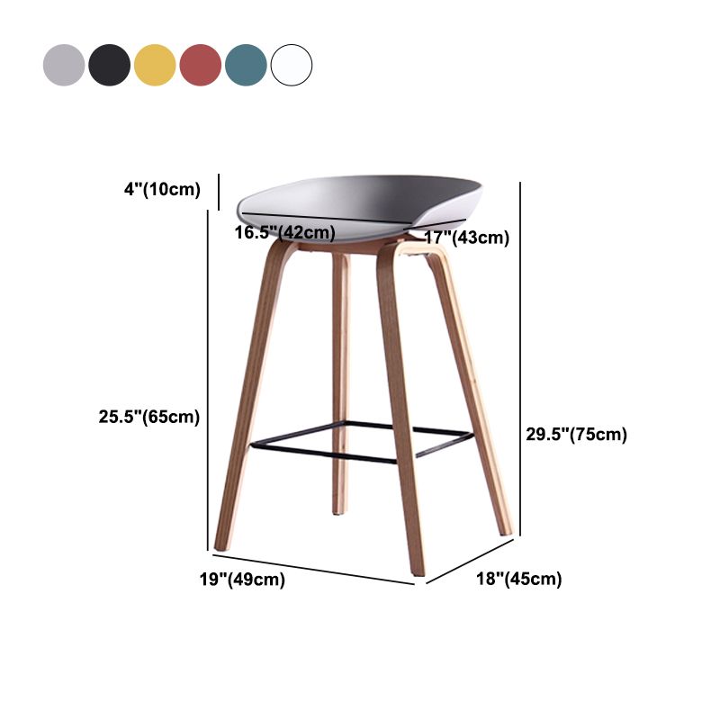Contemporary Bar Stool Plastic Counter Bar Stool with Wooden Legs