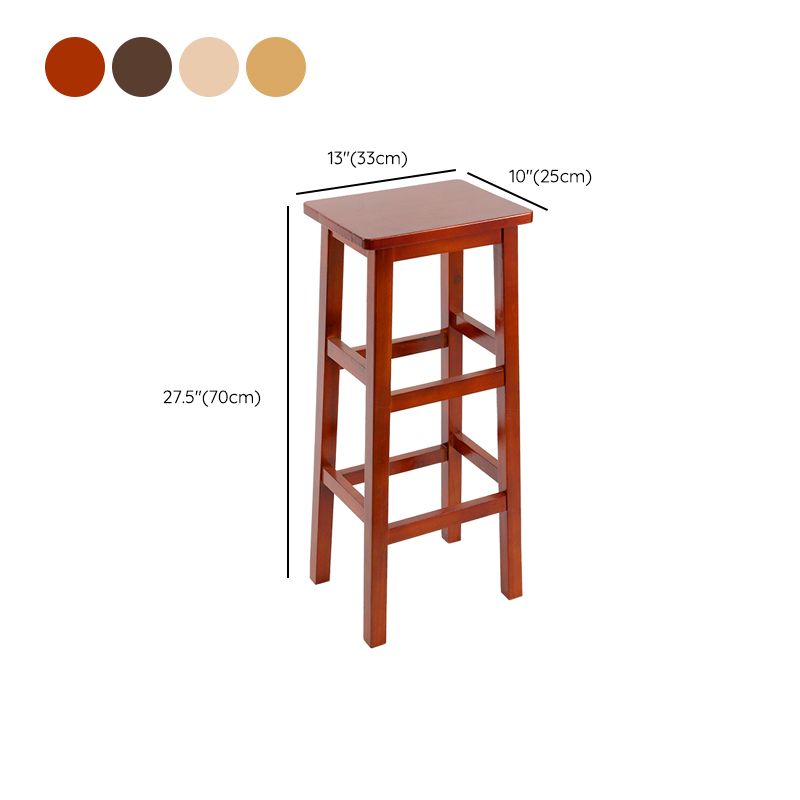 Solid Wood Bar Stool Backless Footrest Counter Stool for Home Use