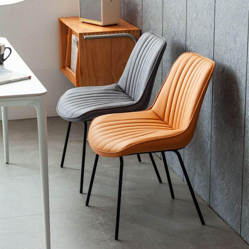 Glam Style Side Chair Faux Leather Gold Frame Dining Chair for Home