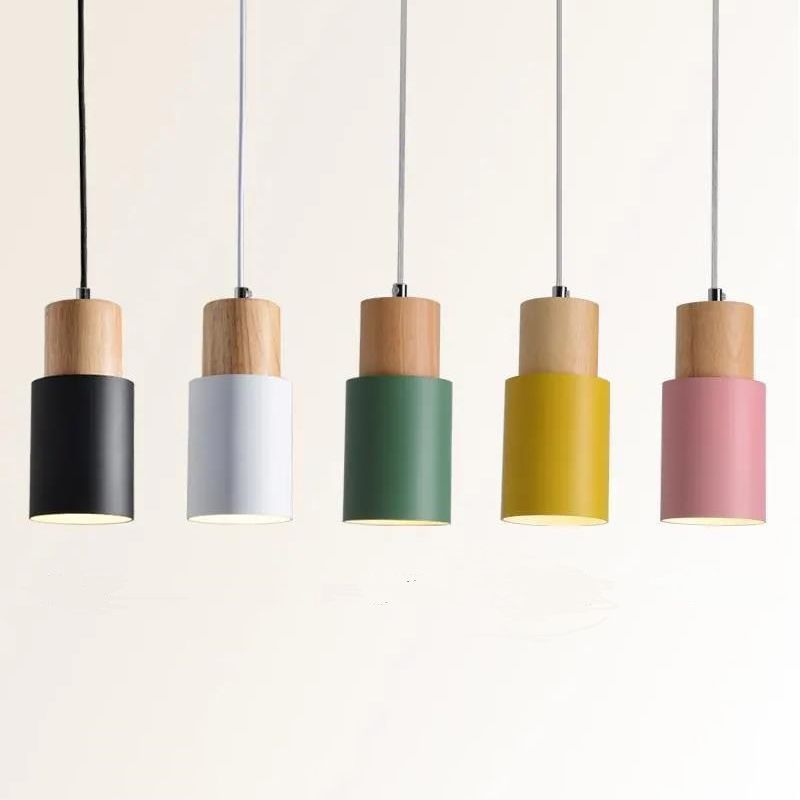 1 Light Modern Pendants Light Fixtures Cylinder Hanging Light for Living Room