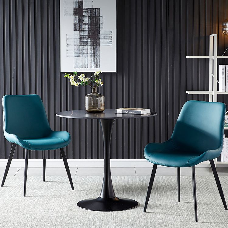 Mesa de comedor de piedra sinterizada de estilo moderno, mesa redonda con base de tulipán