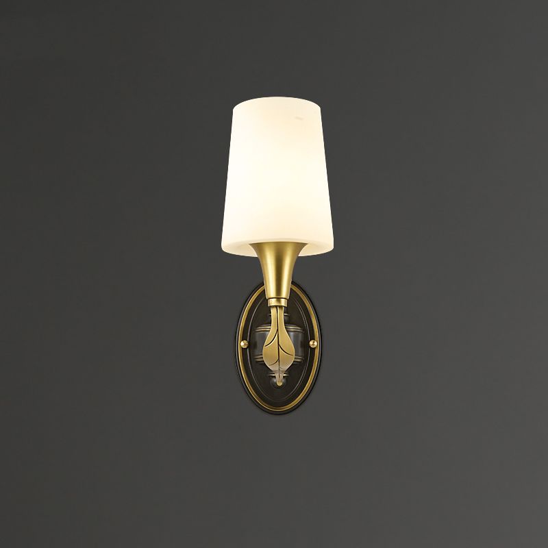 Cone Brass Wall Lamps 1-Light Modern Nordic Wall Mount Lamp for Bedroom