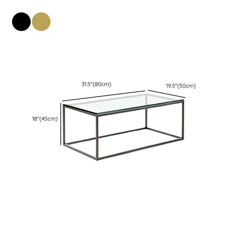 Modern Style Rectangular Glass Coffee Table 17.7-In H Metal Frame 1 Single Cocktail Table