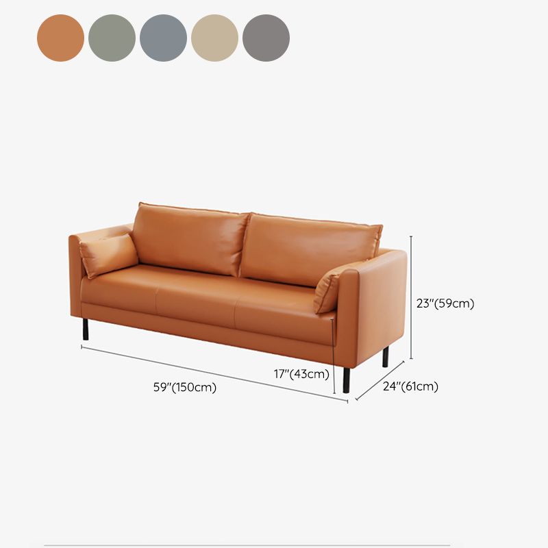 Square Arm Loveseat Sofa Apartment Leather Settee for Living Room