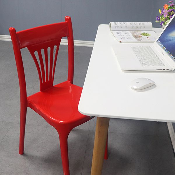 Silla sin brazos de plástico de estilo contemporáneo, respaldo de listones para cenar, sillas apilables para el hogar