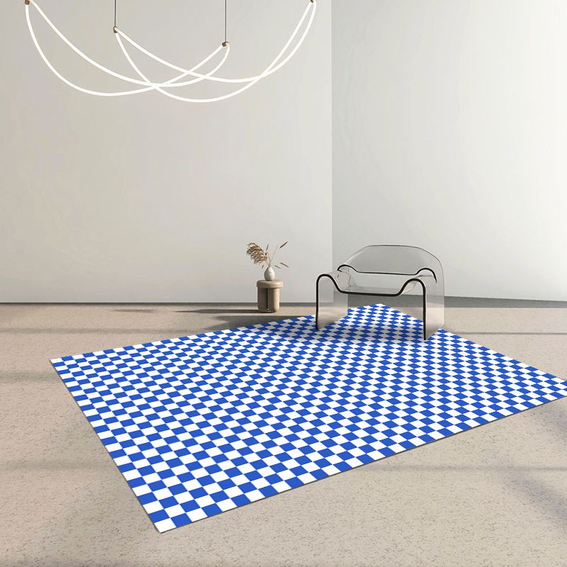 Modern Checkered Pattern Rug Polyester Indoor Carpet Stain Resistant Carpet for Living Room