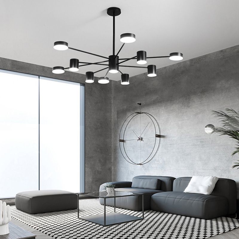 Multi Light Cylindrical Branch Hanging Lights Modern Style Metal Hanging Lighting in Black