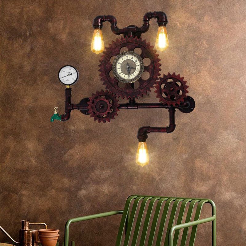 Bar Antique Bronze Iron Wall Mount Lamp Industrial Water Pipe Wall Light Sconces