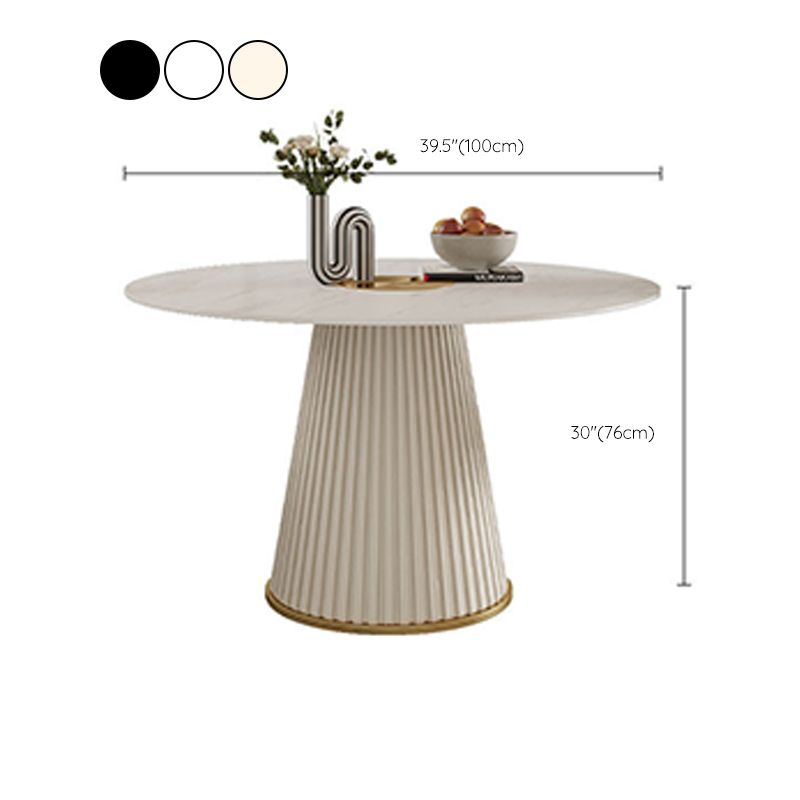 Modern Pedestal Table Steel Base Round Dining Table for Home Kitchen