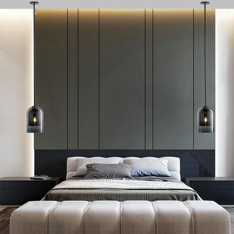 Double Glass Bell Pendant Light in Modern Luxury Style Iron Single Hanging Lamp for Interior Spaces