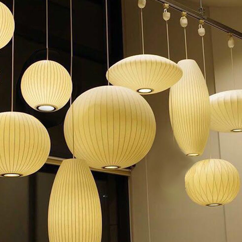 1 Light Pendant Light Fixture Modern Simple Silk Hanging Pendant Lights for Restaurant