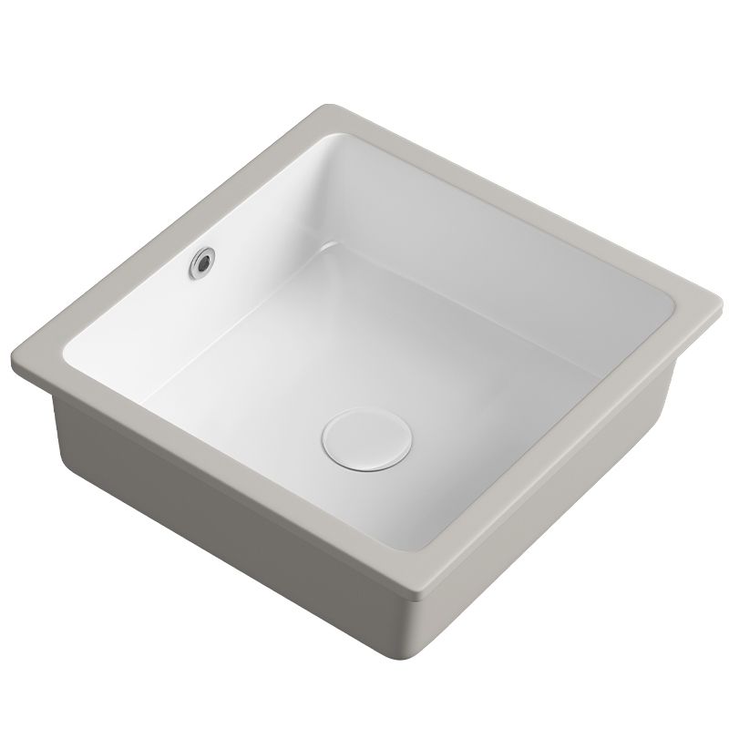 Classic Bathroom Sink Rectangular White Wash Stand with Pop-Up Drain