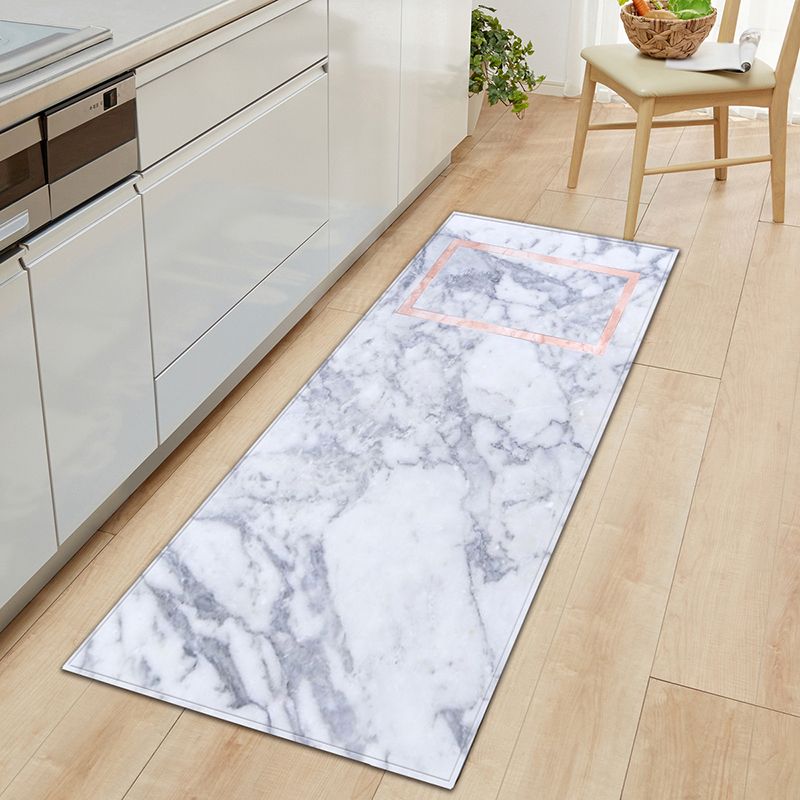 Industrial Marble Print Rug Polyester Indoor Carpet Non-Slip Backing Area Rug for Home Decoration