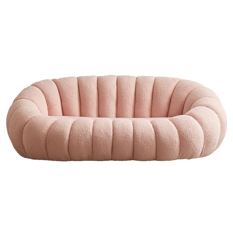 2 Seater 27.5"H Microfiber / Lamb Fleece Sloped Arm Sofa for Living Room