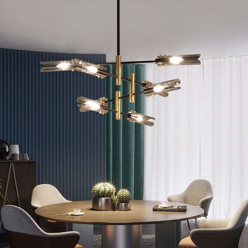 Contemporary Gold Black Iron Hanging Chandelier Ceiling Hanging Light Fixture