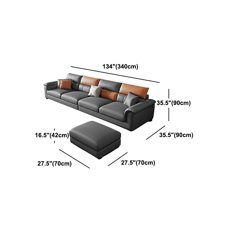 Fabric Pillow Top Arm Sectional Sofa 35.43"High Modern Cushion Back Sofa
